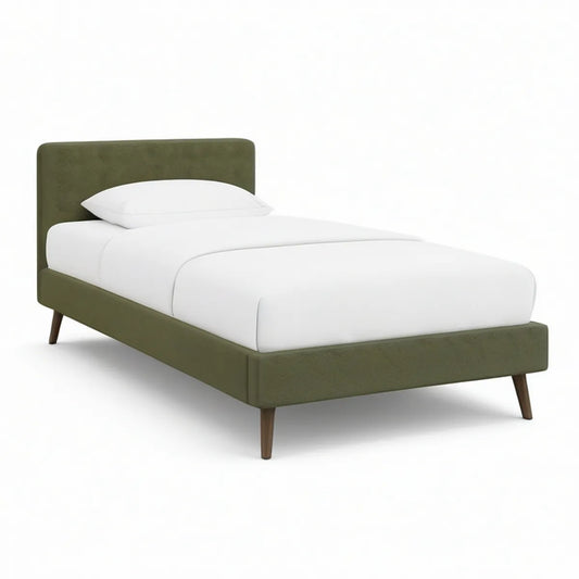 Cama Individual Estofada Verde-Azeitona 90 x 200 cm