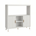 Armário Expositor em MDF Branco e Castanho com 2 Portas Caneladas, 120 x 40 x 180 cm
