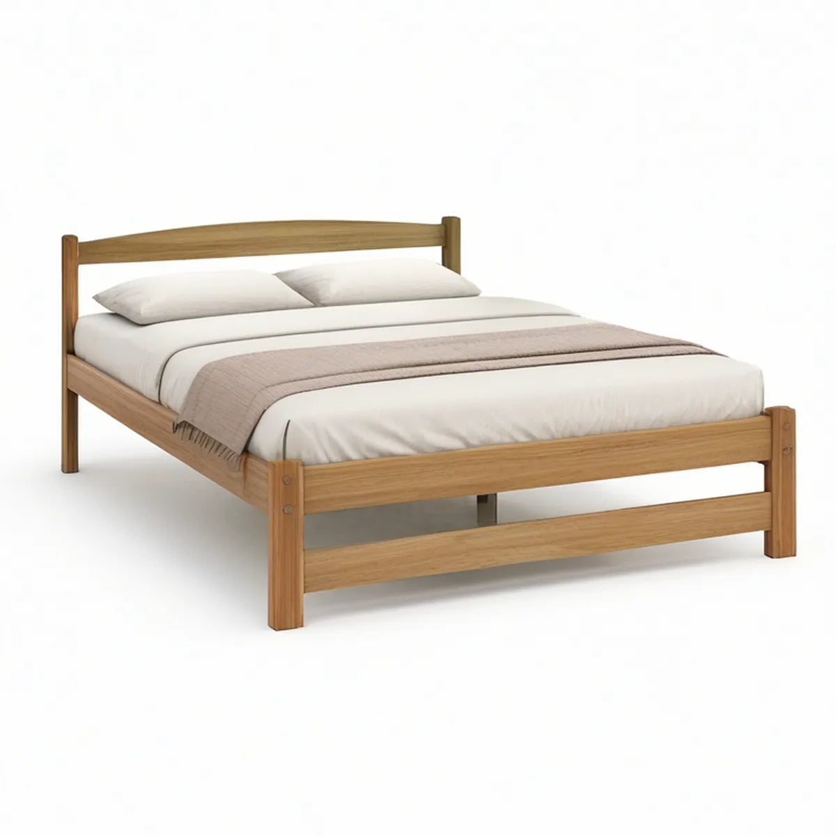 Cama de Casal em Madeira Maciça Carvalho Natural 160 x 200 cm