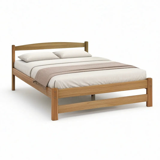 Cama de Casal em Madeira Maciça Carvalho Natural 160 x 200 cm