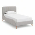Cama Individual Estofada 90 x 190 cm com Cabeceira Curva em Poliéster Cinzento-Claro