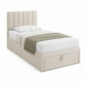 Cama Individual Estofada com Gaveta 90 x 200 cm Bege