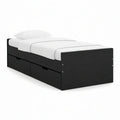 Cama Individual Preta com 2 Gavetas Integradas, 90 x 190 cm