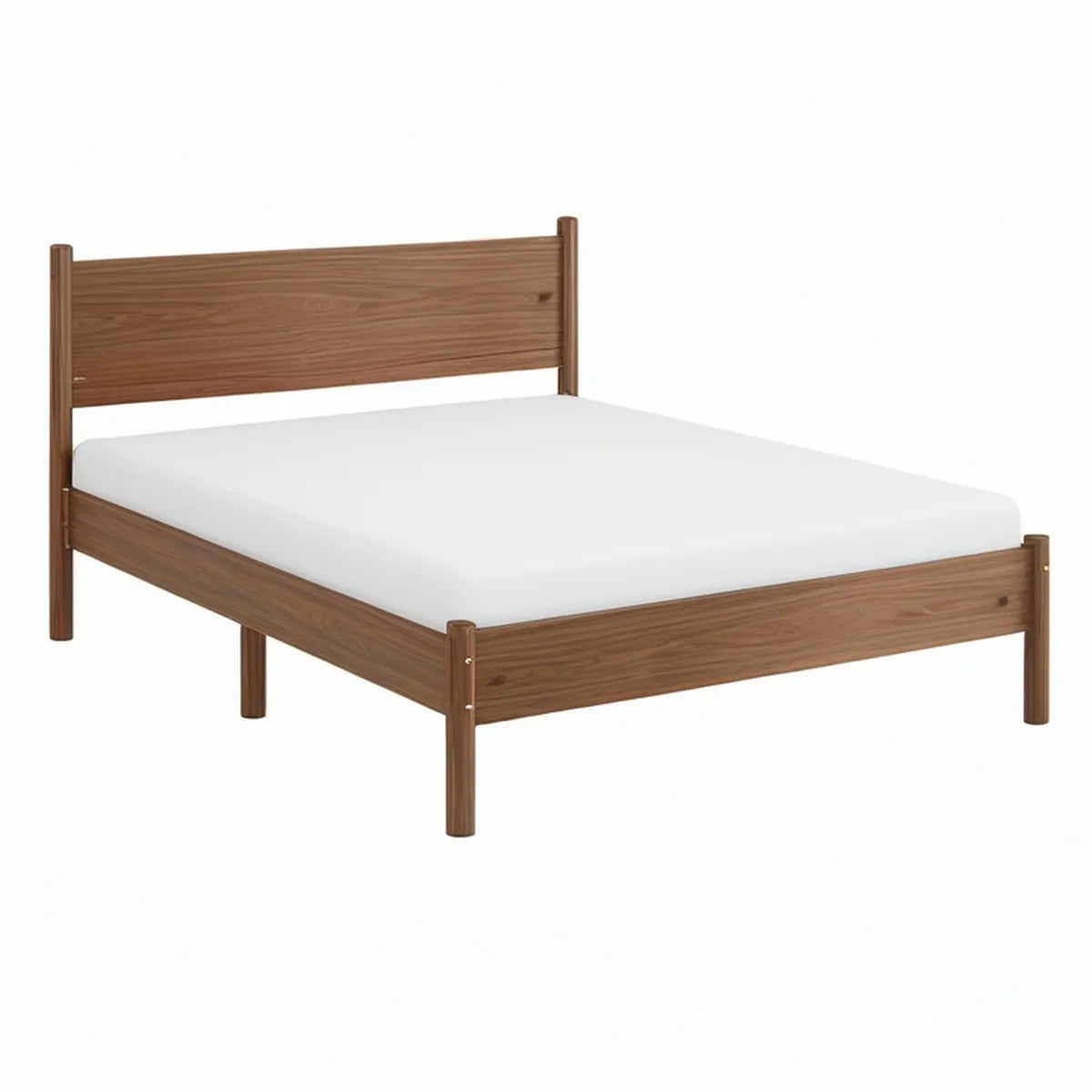 Cama de Casal em Pinho Maciço Castanho Nogueira 160 x 200 cm