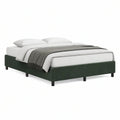 Cama de Casal Estofada em Veludo Poliéster Verde-Escuro 160 x 200 cm