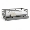 Cama em Pinho Maciço Cinzento com 2 Gavetas, 90 x 190 cm
