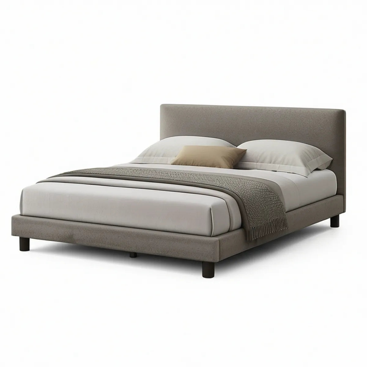 Estrutura de Cama de Casal Estofada Taupe 160 x 200 cm
