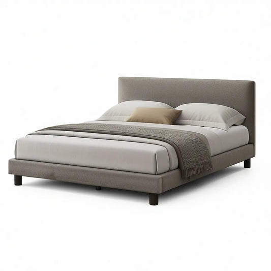 Estrutura de Cama de Casal Estofada Taupe 160 x 200 cm