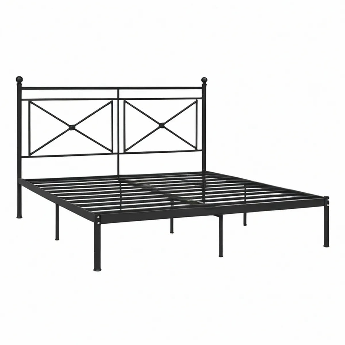 Cama de Casal em Aço Carbono Preto 140 x 190 cm