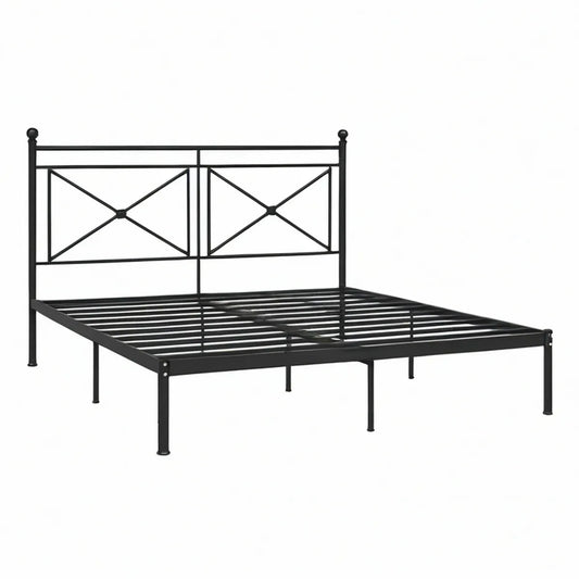 Cama de Casal em Aço Carbono Preto 140 x 190 cm