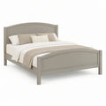 Cama de Casal em Madeira Maciça Cinzento Taupe 160 x 200 cm com Cabeceira e Peseira Arqueadas