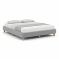 Cama de Casal Estofada em Poliéster Cinzento para Colchão 160 x 200 cm